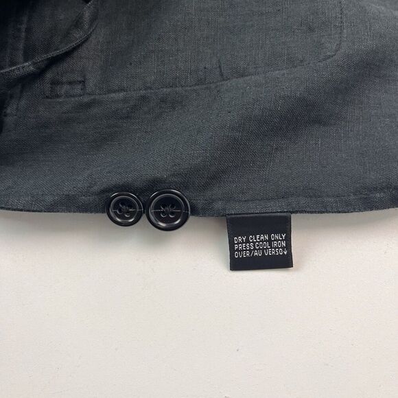 Vintage 100% Linen Lightweight Jacket 12 Black Old Money Preppy Nautical - Picture 11 of 11